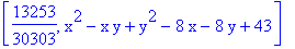 [13253/30303, x^2-x*y+y^2-8*x-8*y+43]